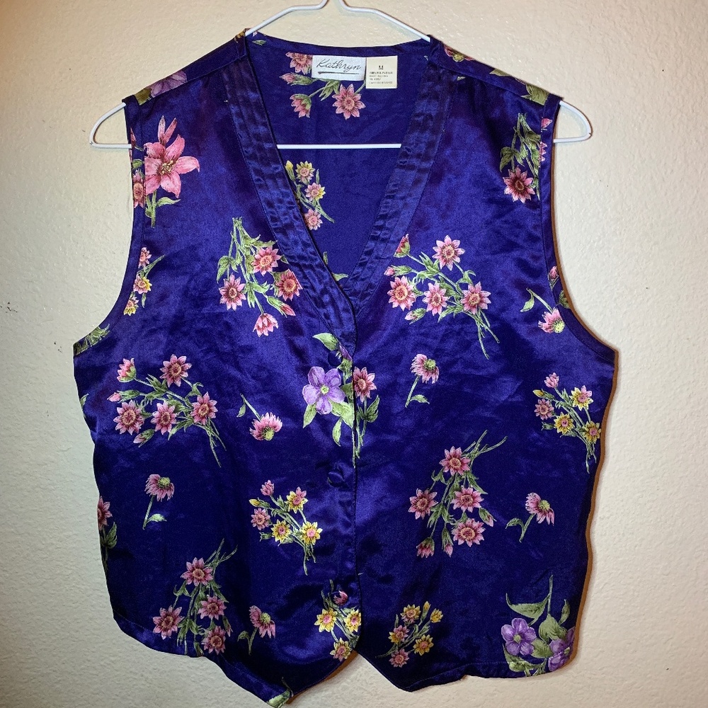 Purple Floral Silk Vest